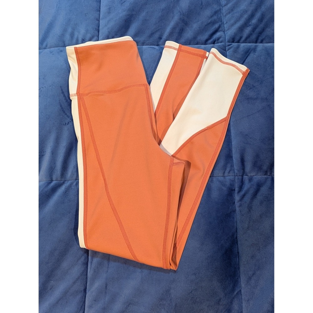 Soho Apparel Leggings Orange White Colorblock High Rise -‎ Size M